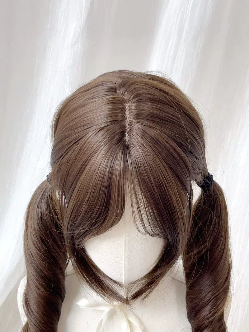 Kunkun Fish hazelnut grey-brown twin-tail wig - view 4