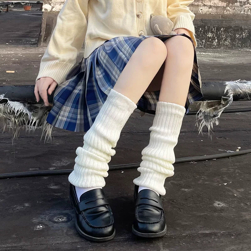 Floral Milk Cat - Harajuku Slouch - Leg Warmers with Built-In Elastic and Contrast Options