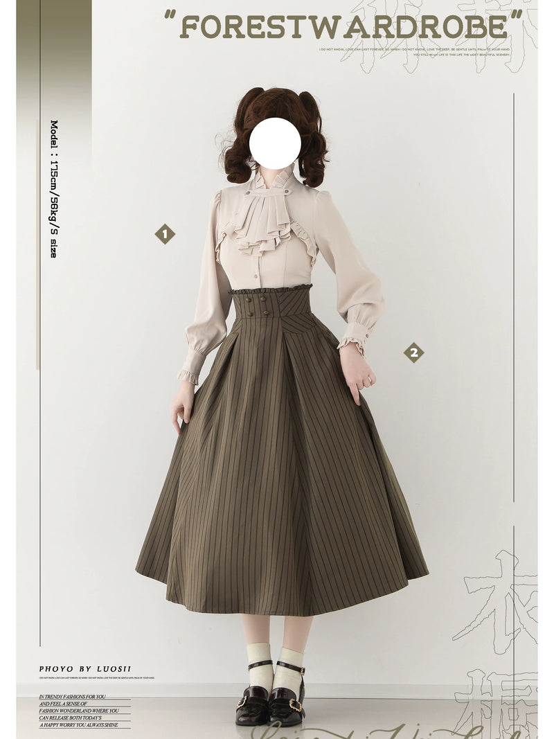 Forest Wardrobe - Forest Journal - Boned High-Waist Striped Skirt - 8