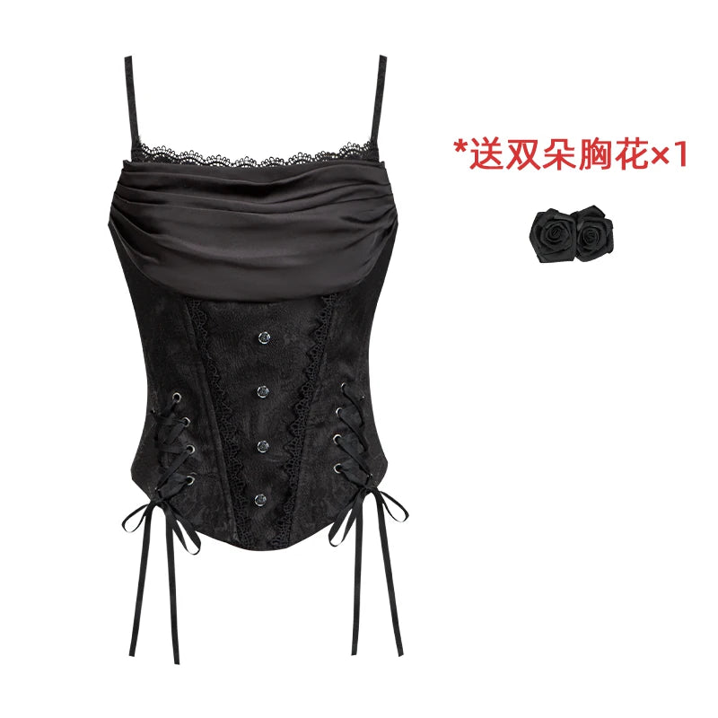 With PUJI - Twilight - Black Gothic Lolita Skirt Set, Witch-Inspired detail view 11