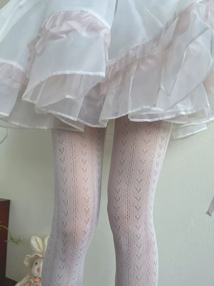 Sock Noble - Openwork Lace - Heart-Pattern Lace Tights