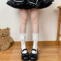 White socks, white ribbon, mid-short socks / One Size