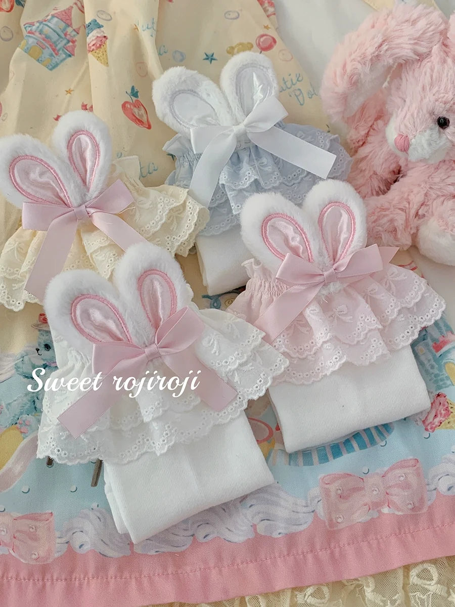 Roji Roji - Cotton Lolita Bunny Ear Socks - Summer Bow Short Socks Socks