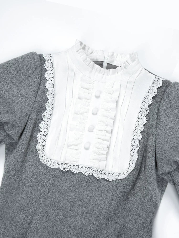 With PUJI - Reminisce - Pile Classic Lolita Dress, Detachable Cape detail view 4