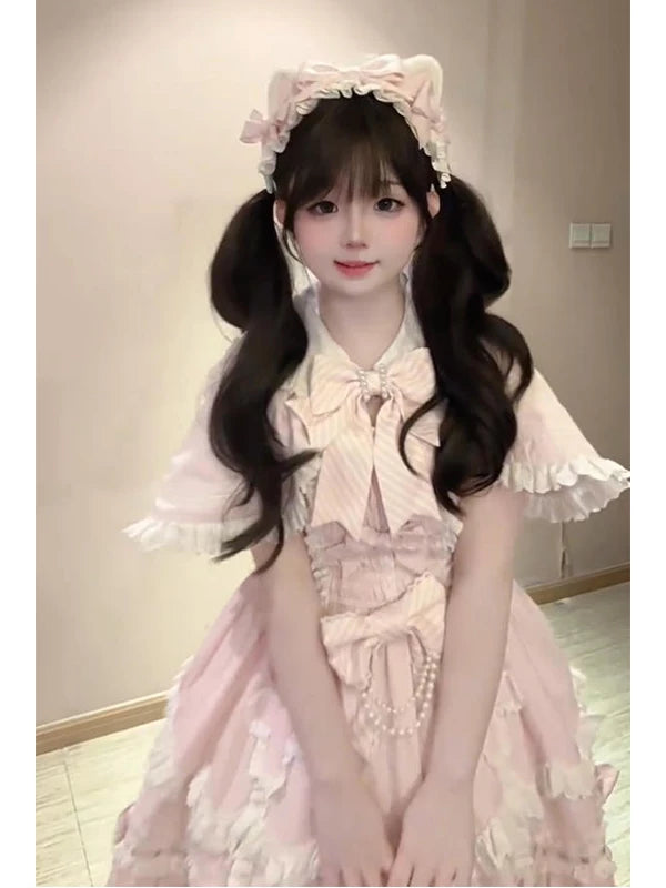 Creamy - Sweet Cape Bow - Pink JSK dress with a matching cape and bow