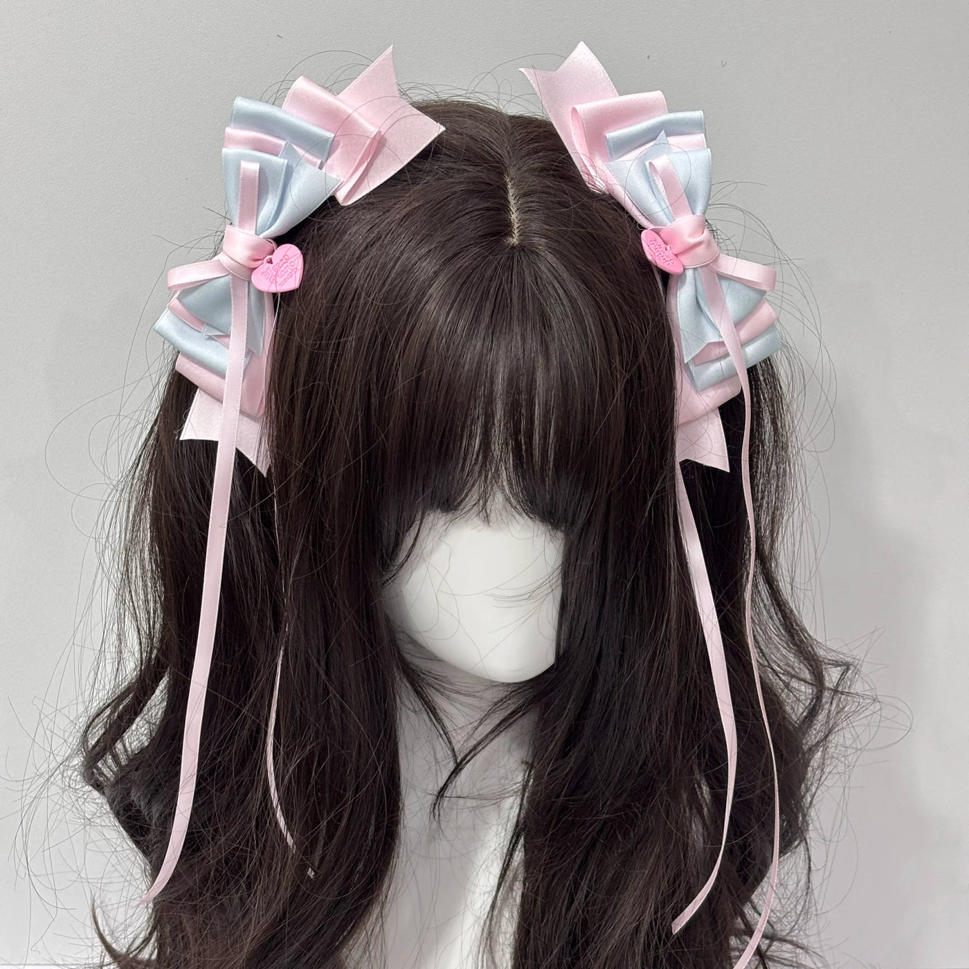 Cat Tart - Winter Sonata - Layered Bow Side Hair Clip with Trailing Ribbons