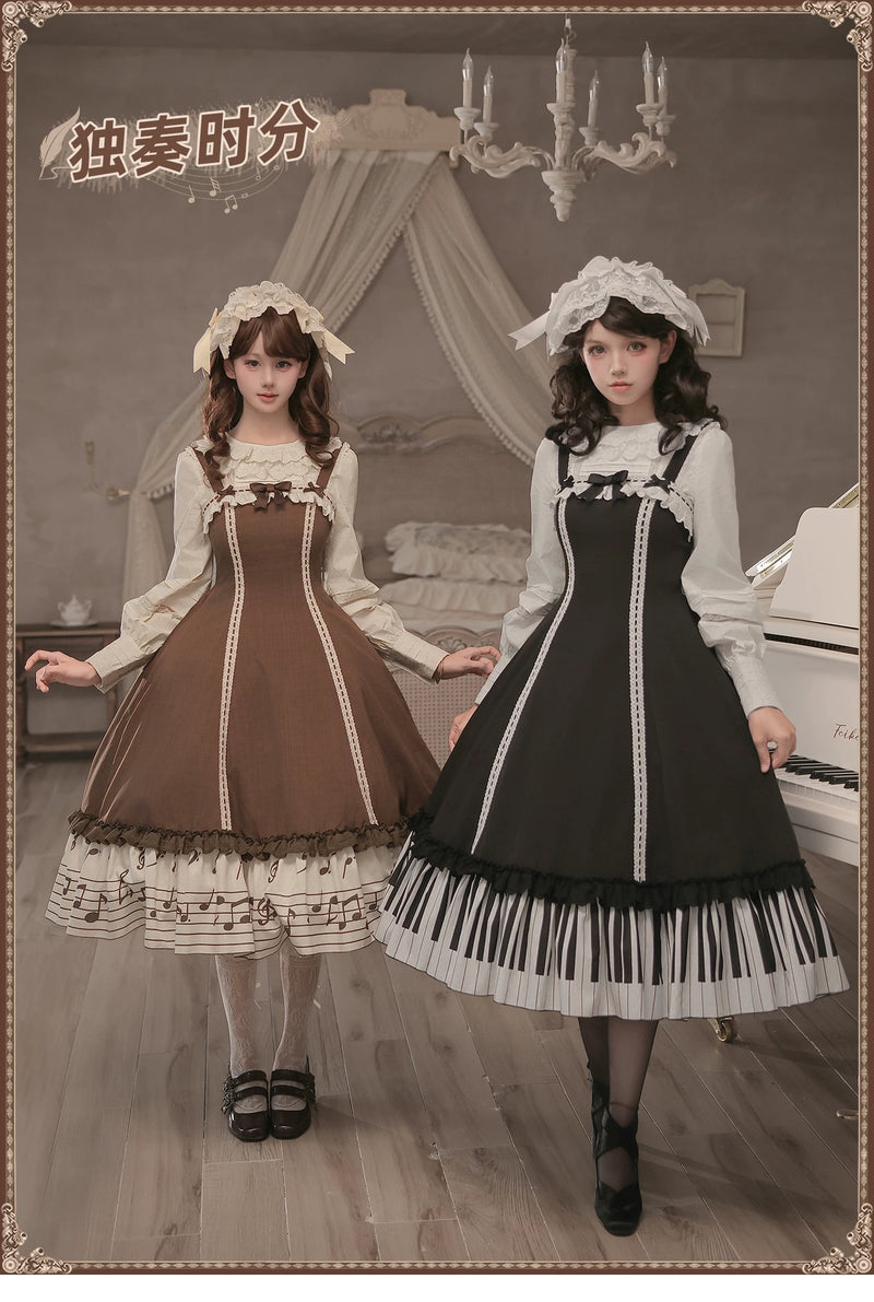 With PUJI - Solo Moments - Lolita JSK Dress, Print & Ruffle Trim detail view 6