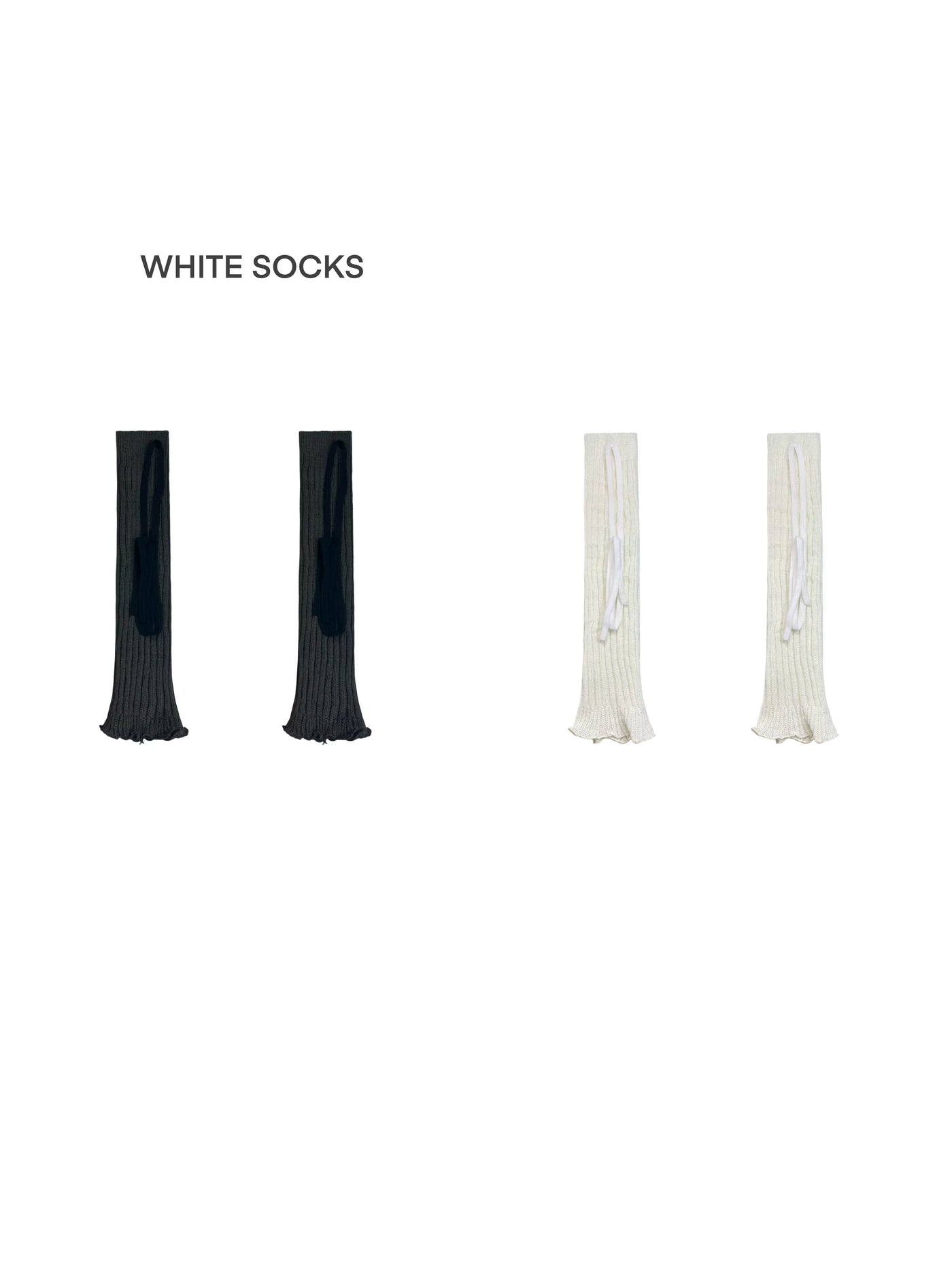 White Socks - Ballet Strap - Ribbed Leg Warmers with Wraparound Strap Details