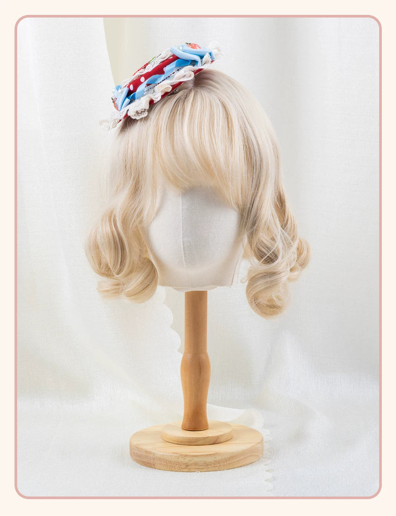 Stardust Rose - Strawberry Polka Dot - Six-Style Headwear Selection with Ice-Blue Ribbons