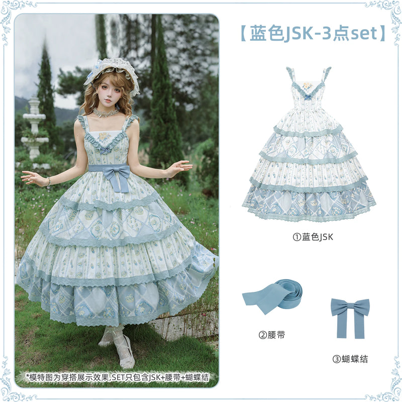 With PUJI - Letter and Poetry Sunflower Matters - Country Lolita JSK Embroidered Printed Lolita Dress detail view 16