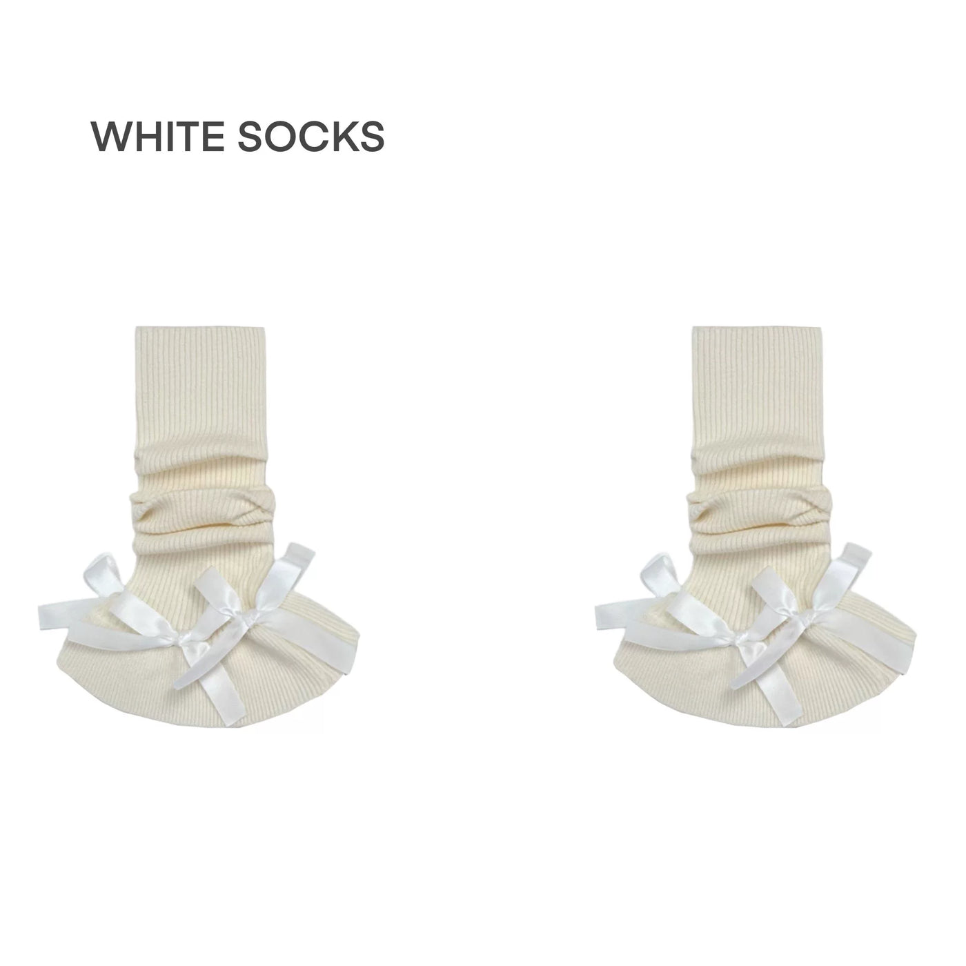 White Socks - Y2K Bow - Ruched Leg Warmers with Bow Details