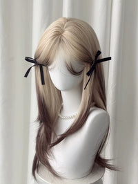 Kunkun Fish - Siamese Cat Highlights - Meisu gradient long straight wig - Siamese Cat Gradient + wig net