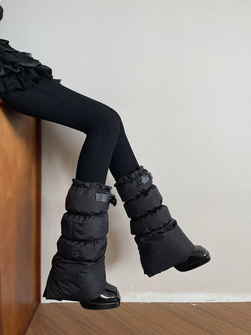 Sock Noble - Winter Cable-Knit - Black Tights or Buckle-Detail Sock Covers