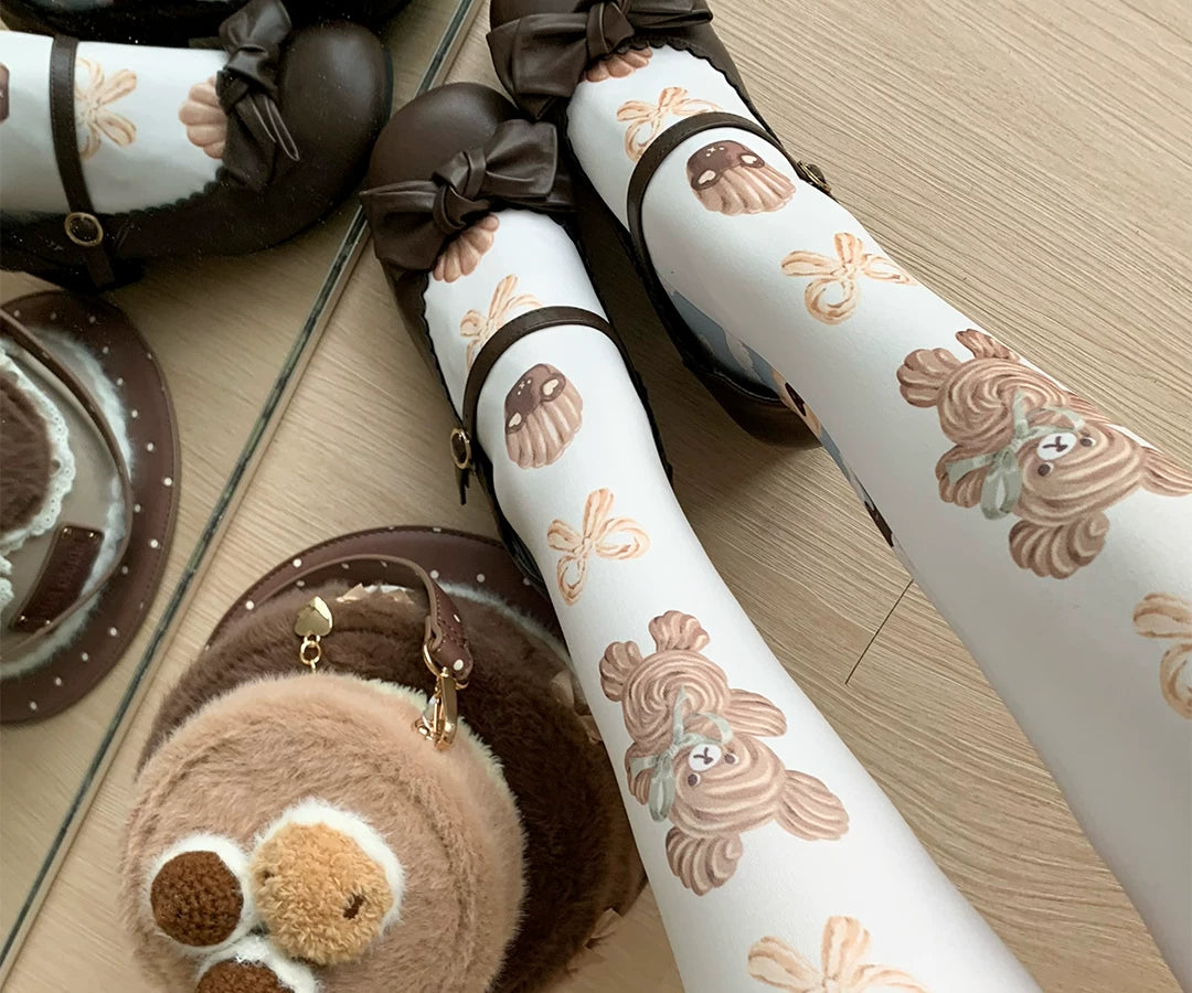 roji roji - Little Bear Cookies - Printed Tights with Teddy-Bear Motifs