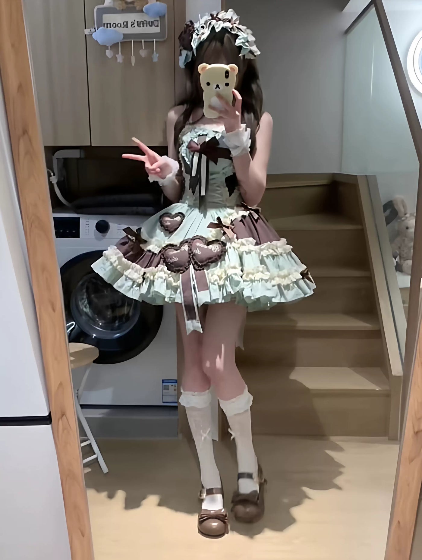 Creamy - Mint Chocolate - JSK Dress with Hime-Sleeve Shrug