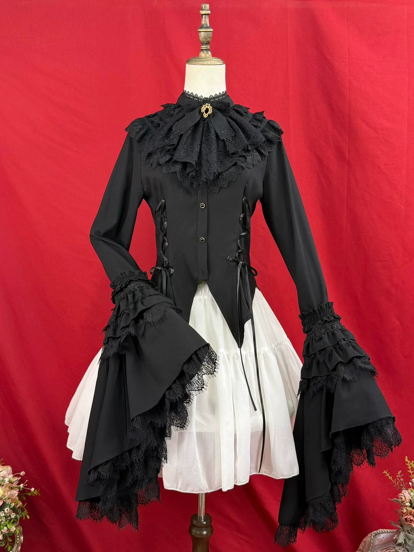 DMFS Lolita - Broken Winged Bat - Gothic Lolita Shirt & SK Set, Bat-wing Shaped Hem