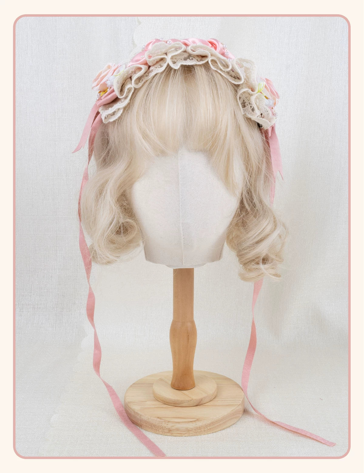 Stardust Rose - Rose Heart - Lace Headband with Rose and Heart Details