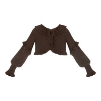 With PUJI - Pine Cone - Lolita Cardigan, Knit Texture - Brown knitted cardigan in stock / S