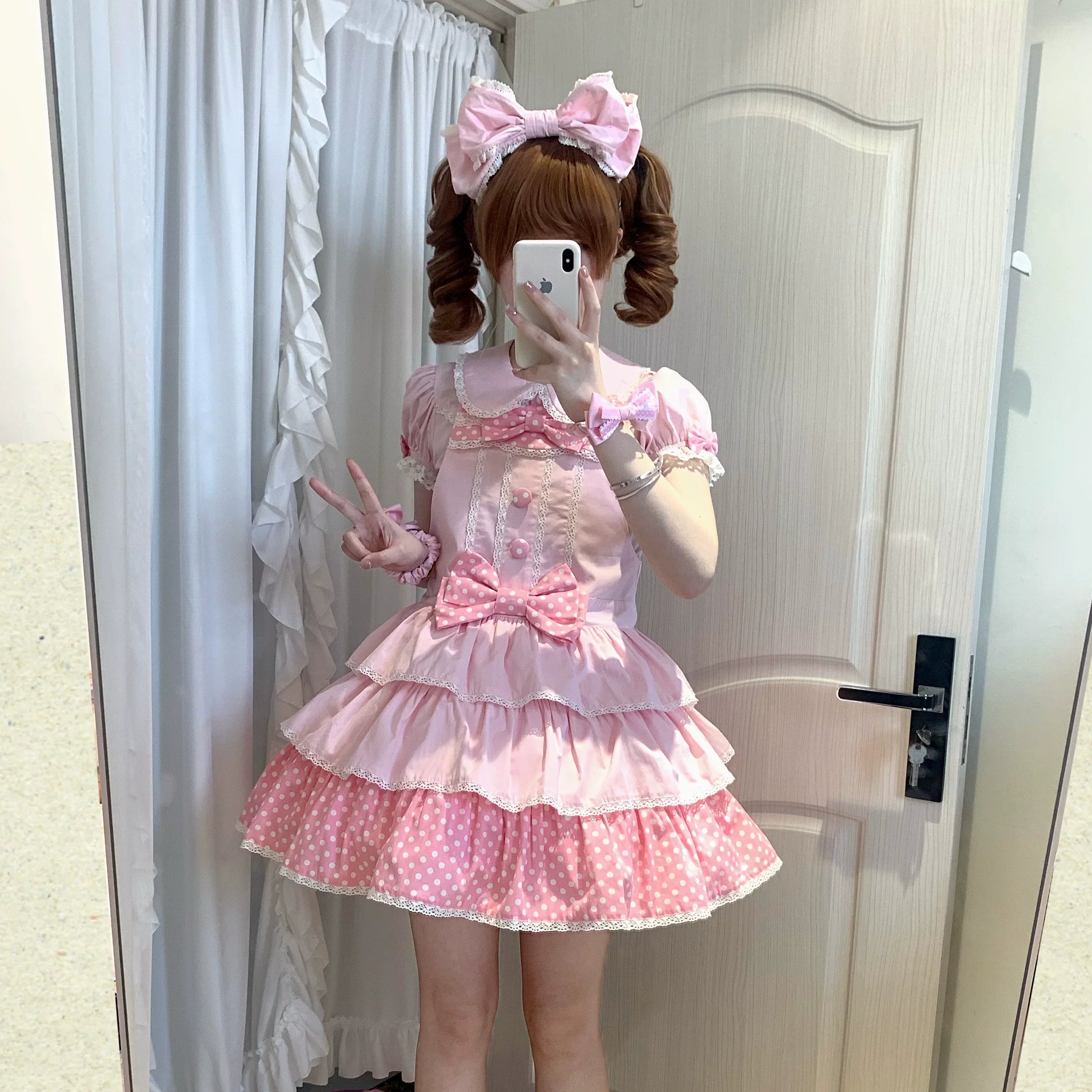 Sweet Dreams Baa Baa - Polka Dot Three-Piece -  100% Cotton Suspender Lolita Dress