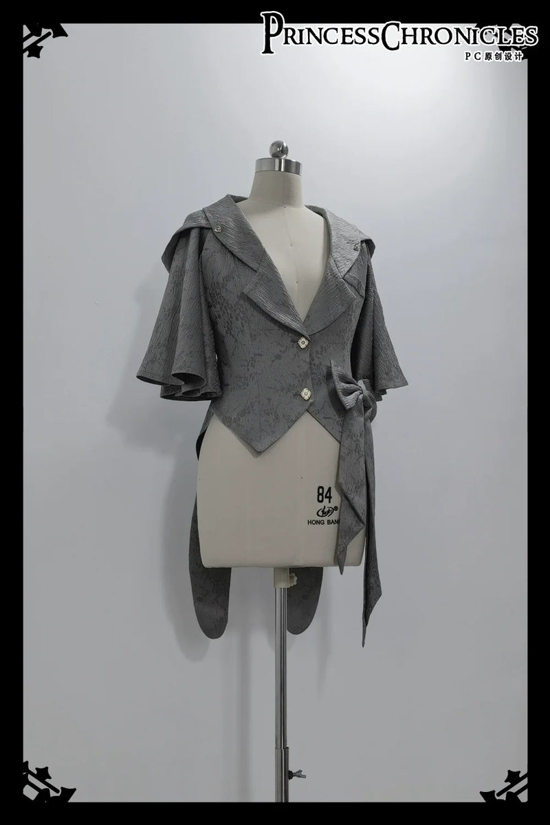 Rabbit Hunting Glacier Gray - Vintage Lolita Grey Coat Kawaii Rabbit Ear Set XS Coat (pre order)