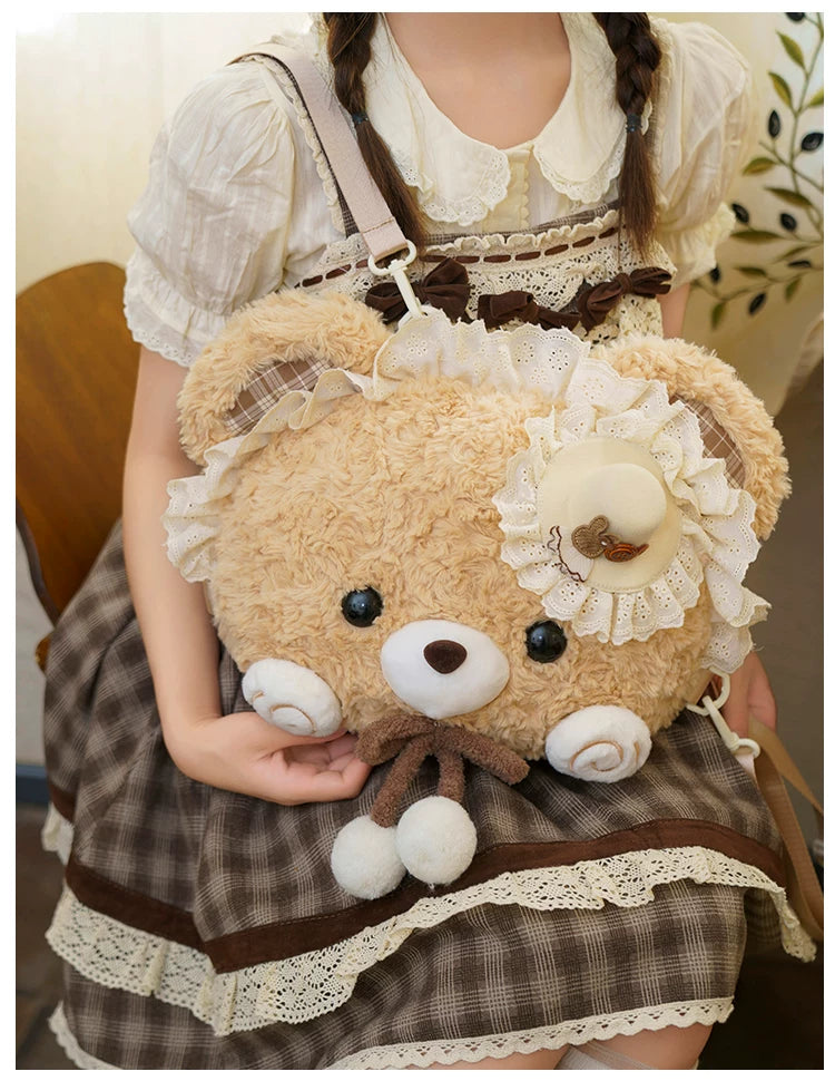 LambGuli - Little Bear Guli - Plush Bear Bag with Lace Trim