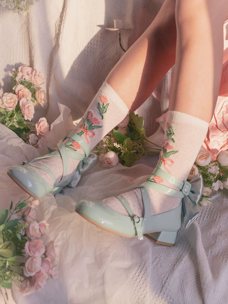 MODO Follow in the Moonlight Cross-Strap Bow Lolita Shoes – design details – view 13