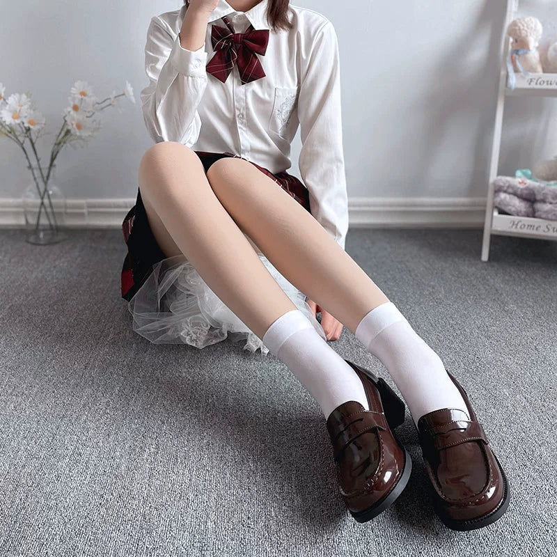 White velvet Lolita socks, multiple length options