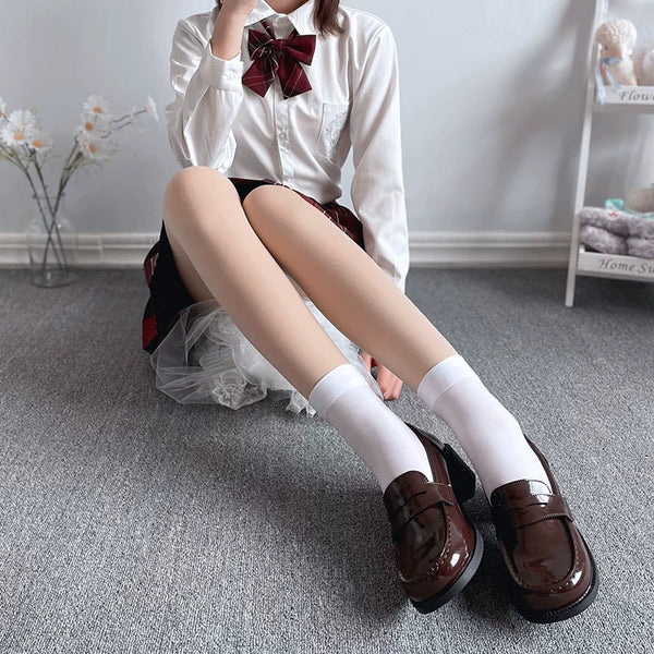 White velvet Lolita socks, multiple length options