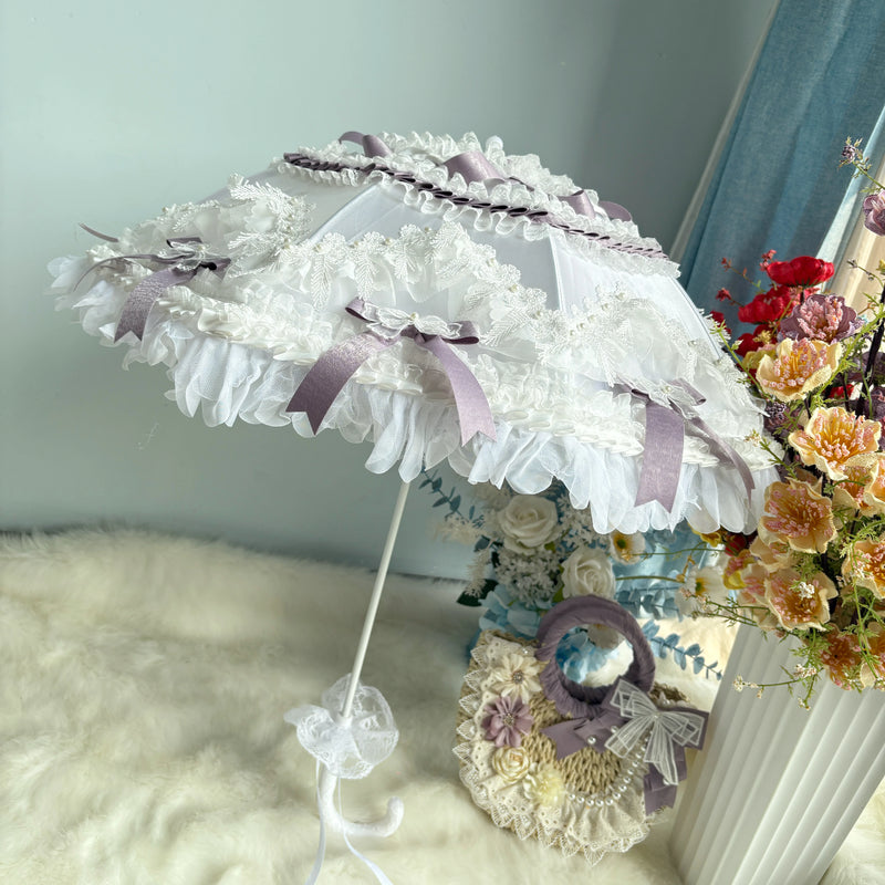 Independent Brand - Purple & White Lace Lolita Parasol and Woven Bags - product image 5