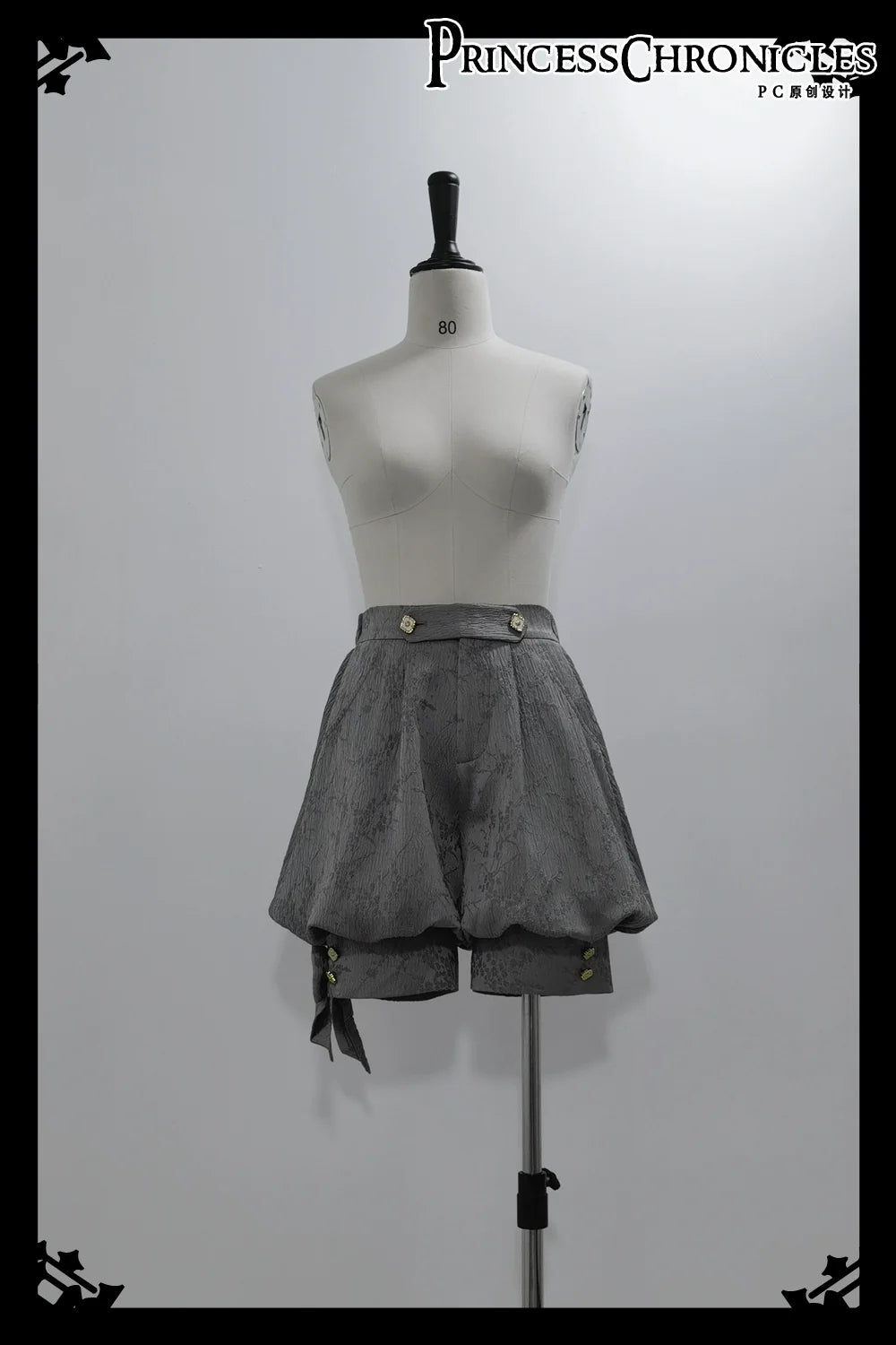 Rabbit Hunting Glacier Gray - Vintage Lolita Grey Coat Kawaii Rabbit Ear Set XS Shorts