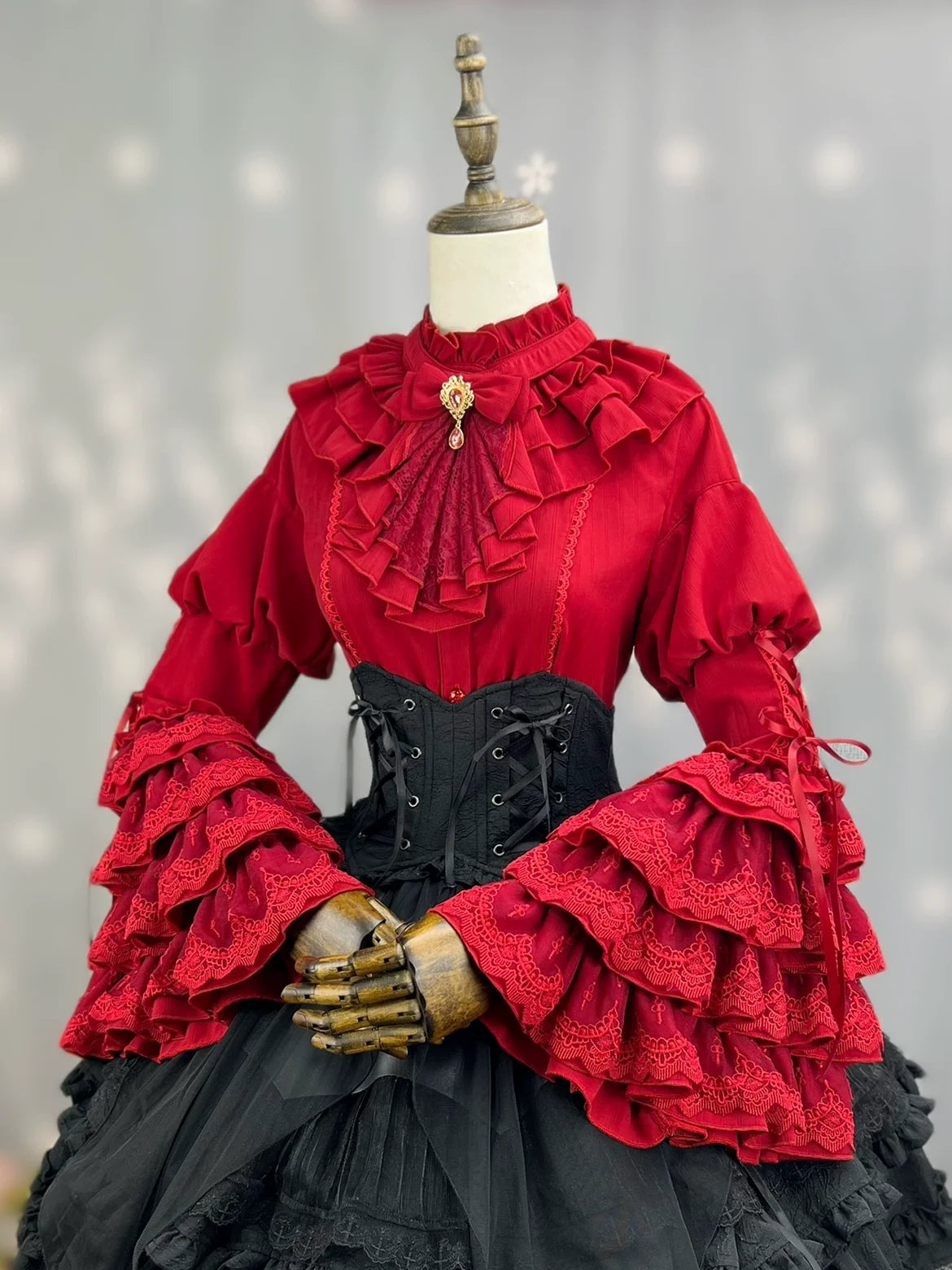 DMFS Lolita - Good and Evil Angel - Gothic Lolita SK Set, Retro Princess Sleeve Blouse