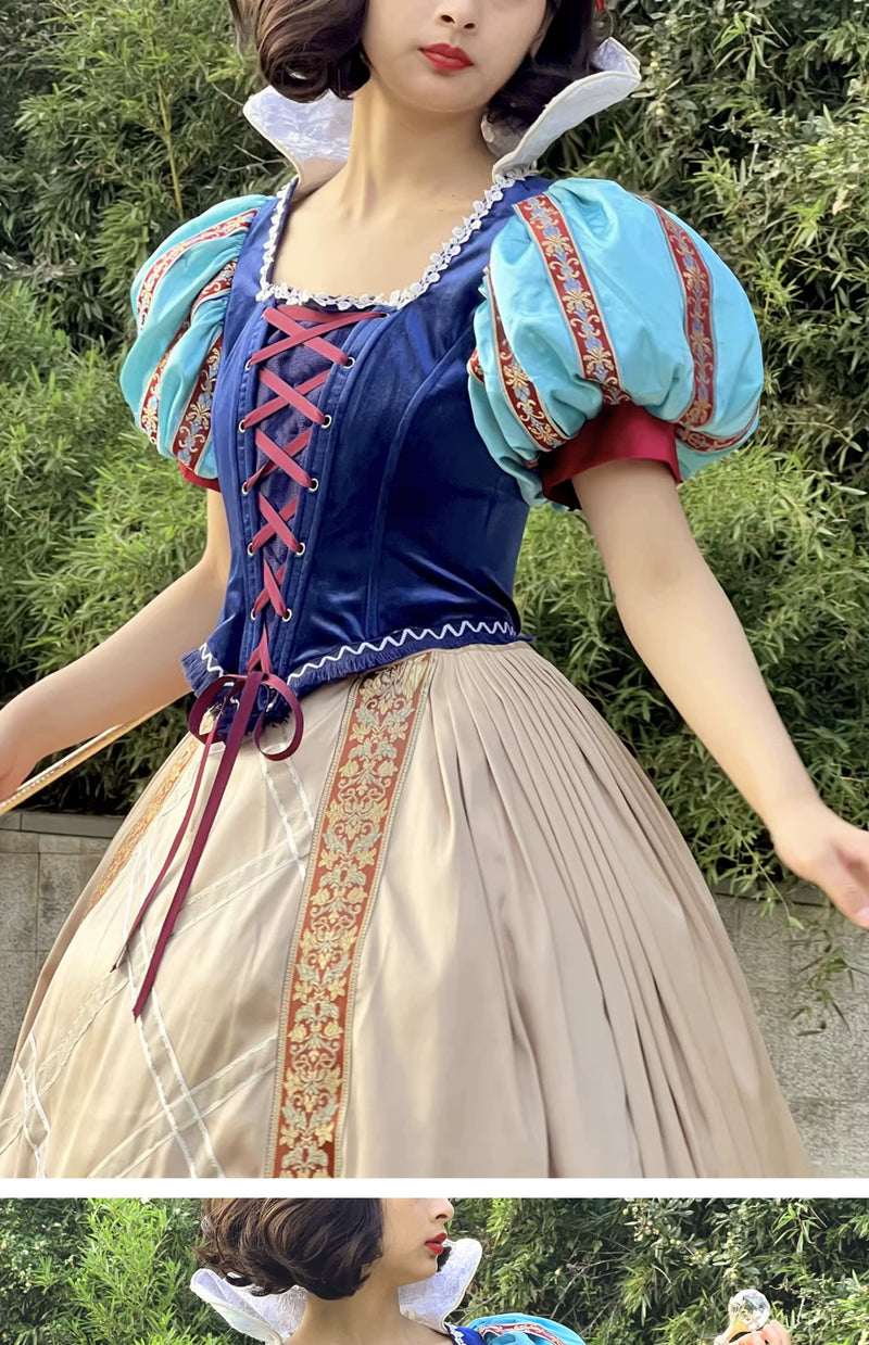 LACE GARDEN - Snow White Arrival - Royal Blue Dress Set with Puff Sleeves