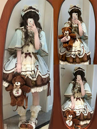 Creamy - Mint Chocolate - JSK Set with Ruffled Cape and Inner Layer - Mint set (JSK + inner layer + cape) / S