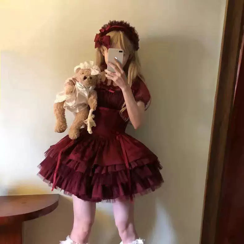 Sweetheart Dream Machine - Little Ribbon Ballet - Camisole jumper skirt (JSK) with layered ruffles