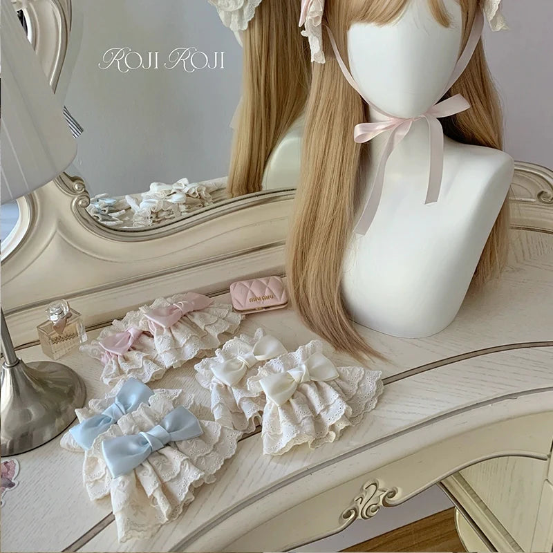 Roji Roji - Kawaii Lolita Lace Cuffs Summer - Butterfly Bow Arm Sleeves Hand Accessory