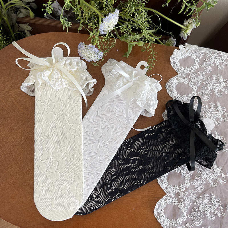 WAGUIR - French Style Lolita Socks Mid-calf - Lace Socks Socks