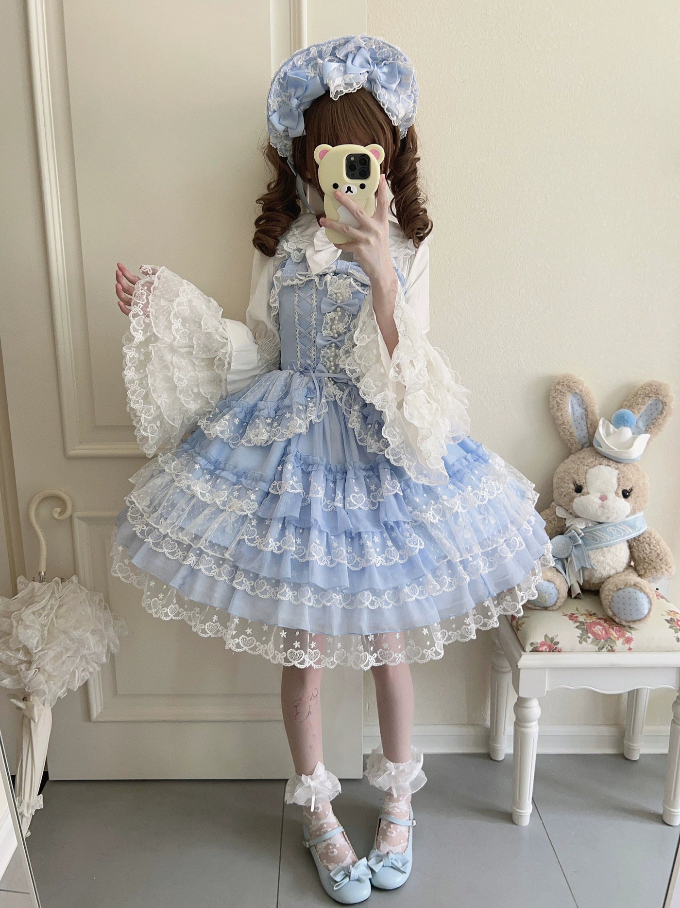 Love Overture - Sweet Lolita JSK Dress, Tiered Ruffles and Heart Lace (L M S) 40624:685368
