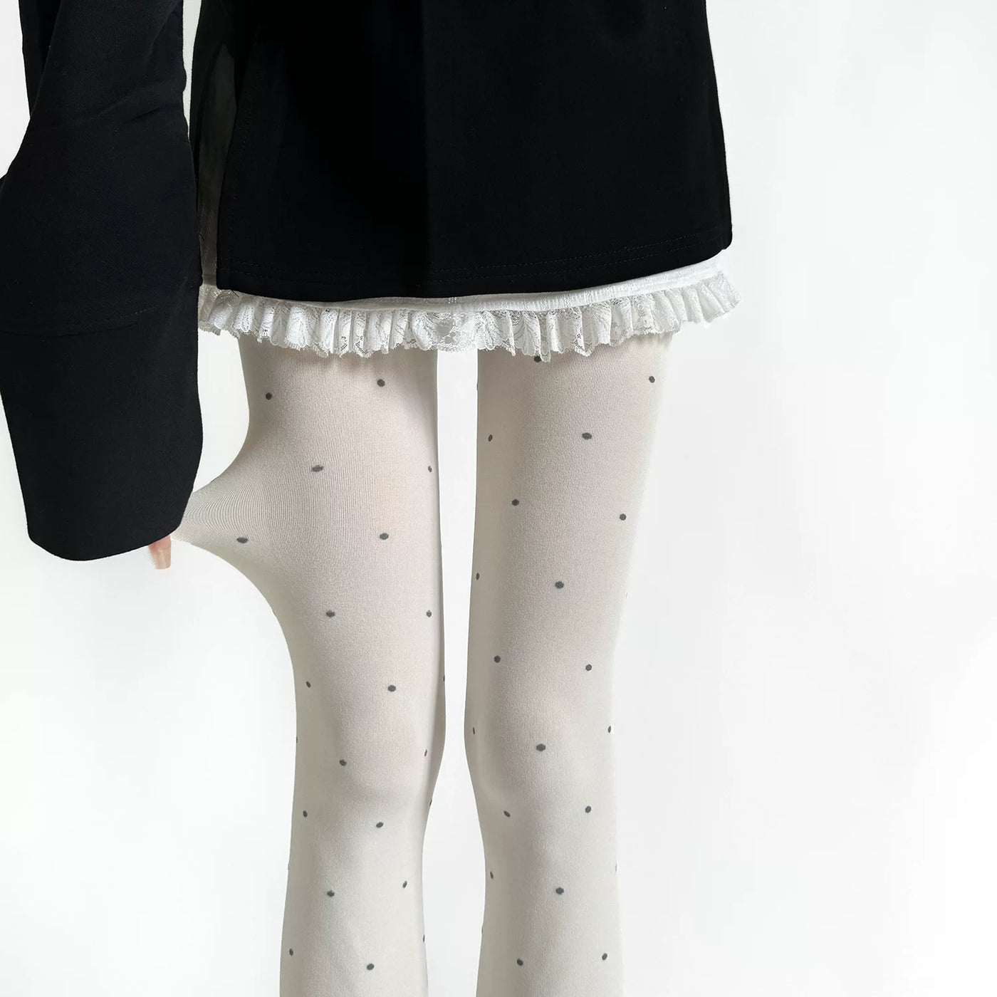 Milky white heart jacquard Lolita tights