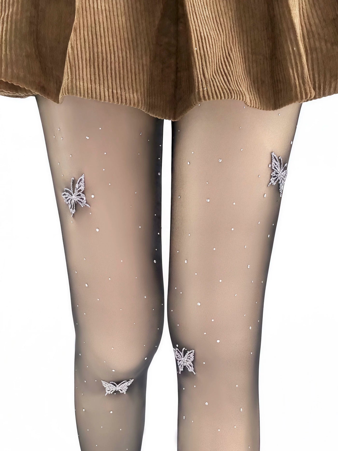 White Socks - Ballet Sparkle - Rhinestone Bow Tights