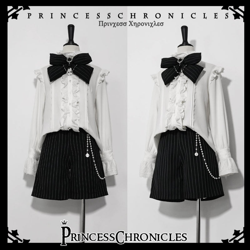 Princess Chronicles - Rabbit Theater - Ouji Lolita White Blouse and Striped Shorts Set