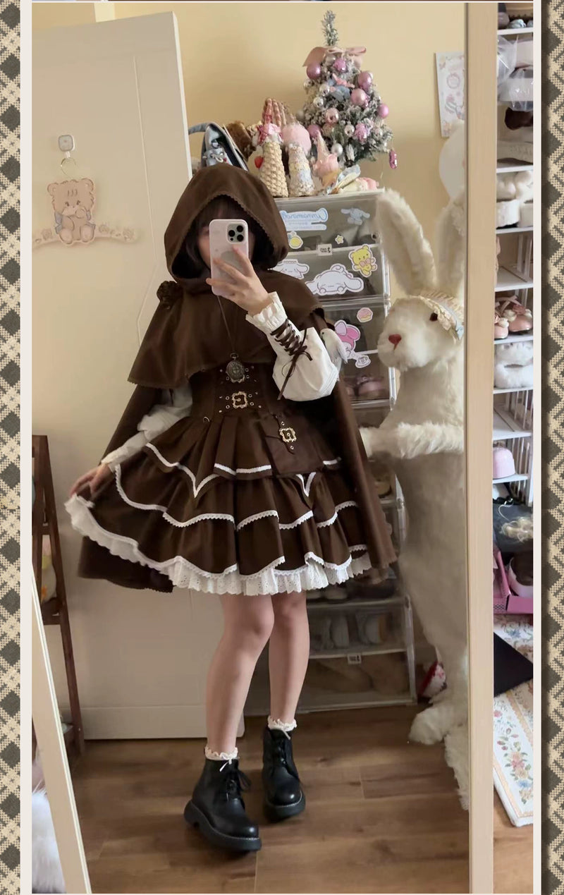 Little Red Riding Hood Steampunk Christmas Lolita Outfit — style overview