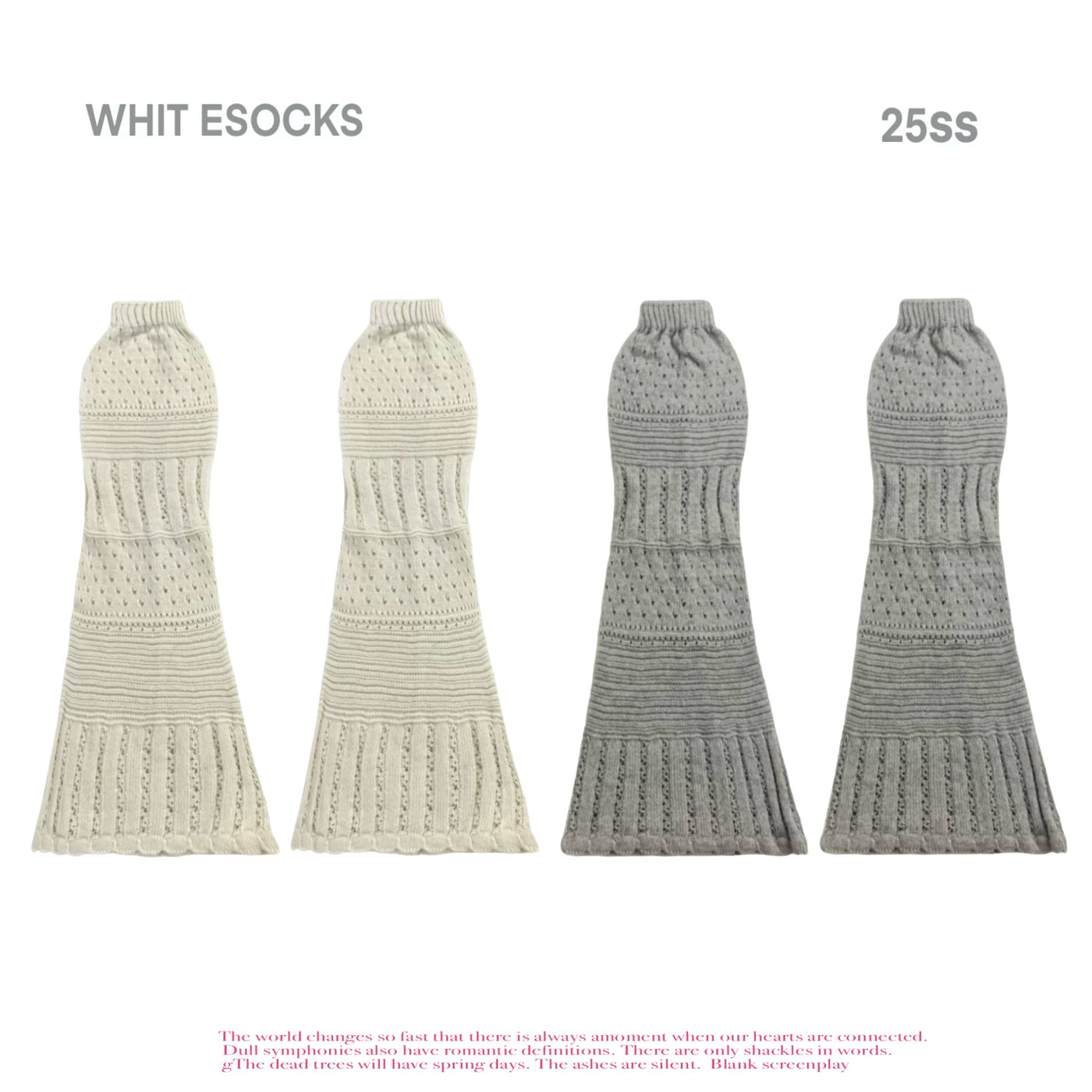 Grey ribbed knit slouchy mid-calf Lolita sock