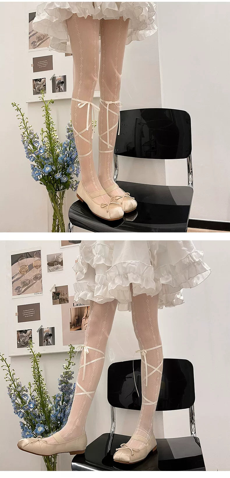 Sock Noble - Ribbon Ballet - Tights with Wraparound Ribbon Ties
