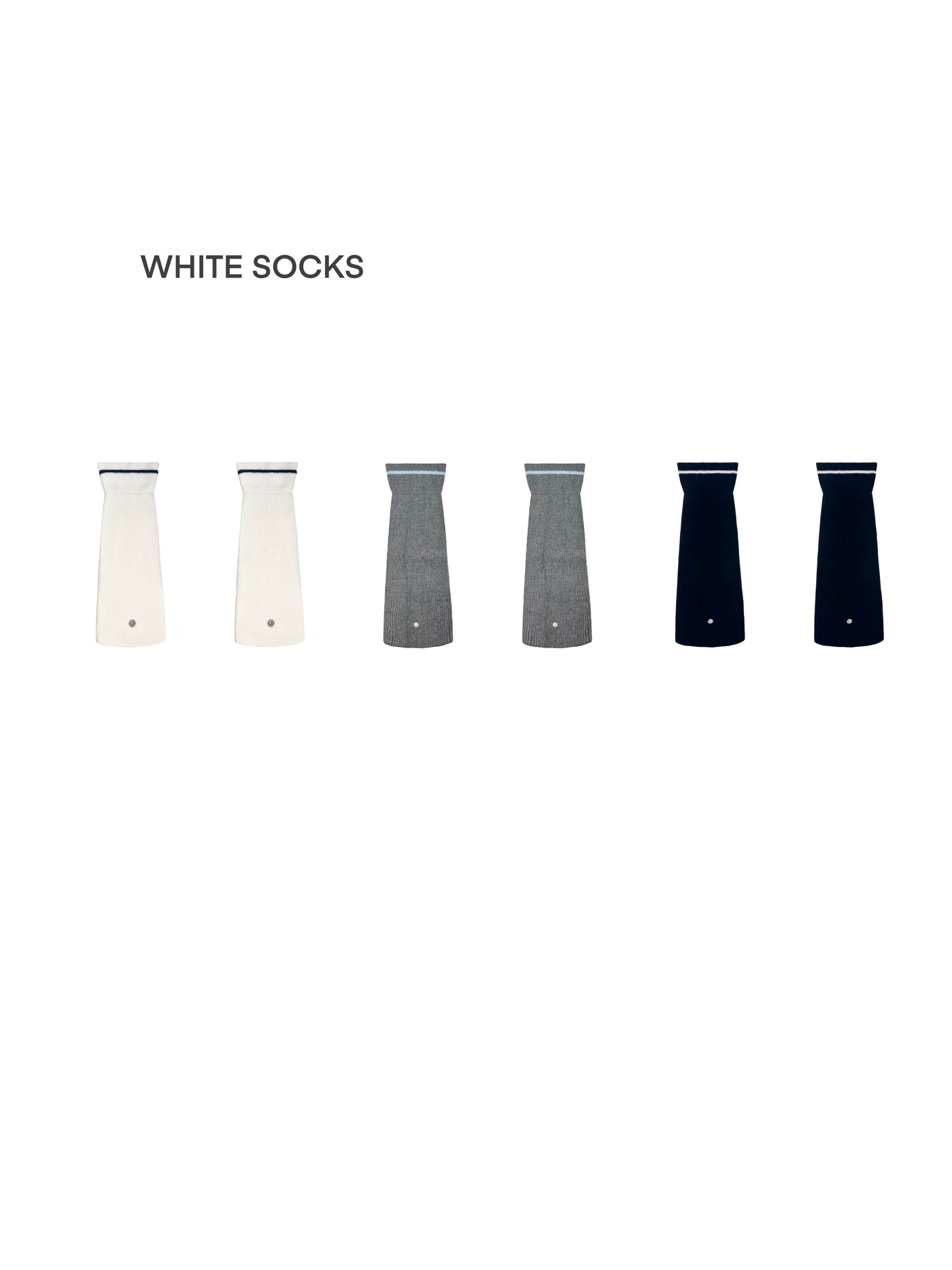 White Socks - Contrast Rib Series - Ribbed Sock Covers with Foldover Cuffs