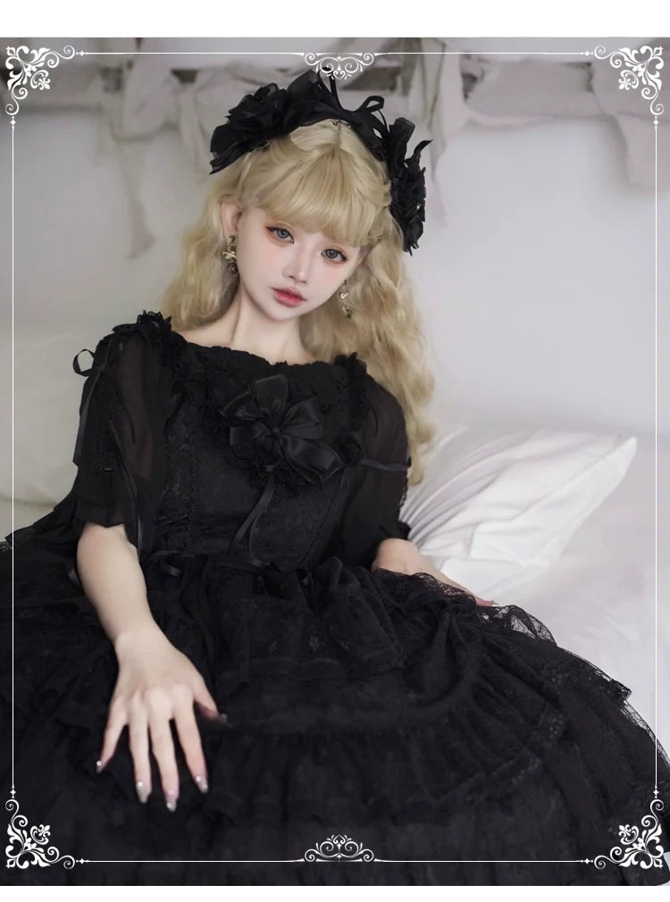 Eieyomi - Iris Love - Gothic Princess Lolita JSK Dress & Elegant Chiffon Top