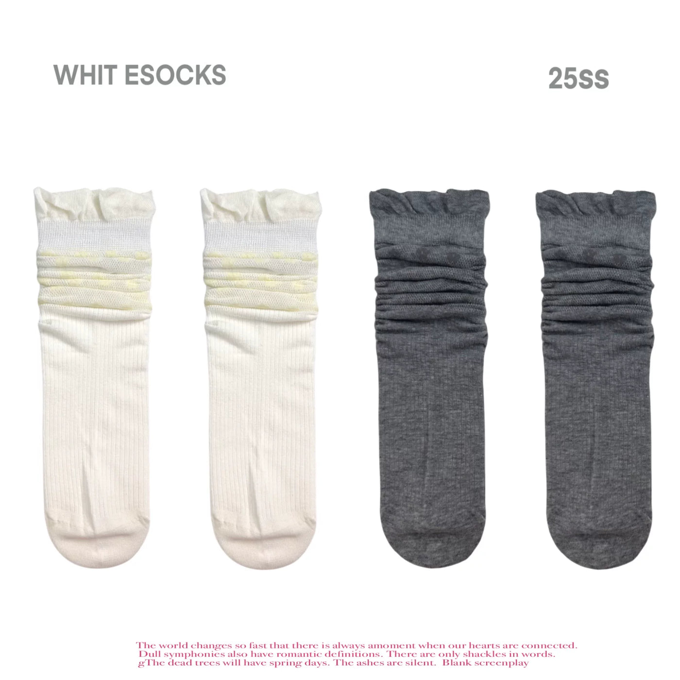 White Socks - Floral Mesh - Ultra-Thin Mid-Calf Socks with Flower Motifs