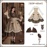 With PUJI - The Doctrine of Truth - Preppy Lolita OP Dress - Long OP 4-piece set (long OP + cape + bib + Nutcracker mini hat) Pre-order in stock / S
