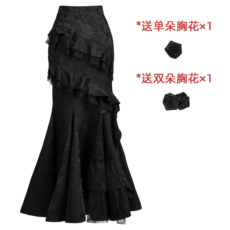 With PUJI - Twilight - Black Gothic Lolita Skirt Set, Witch-Inspired detail view 13