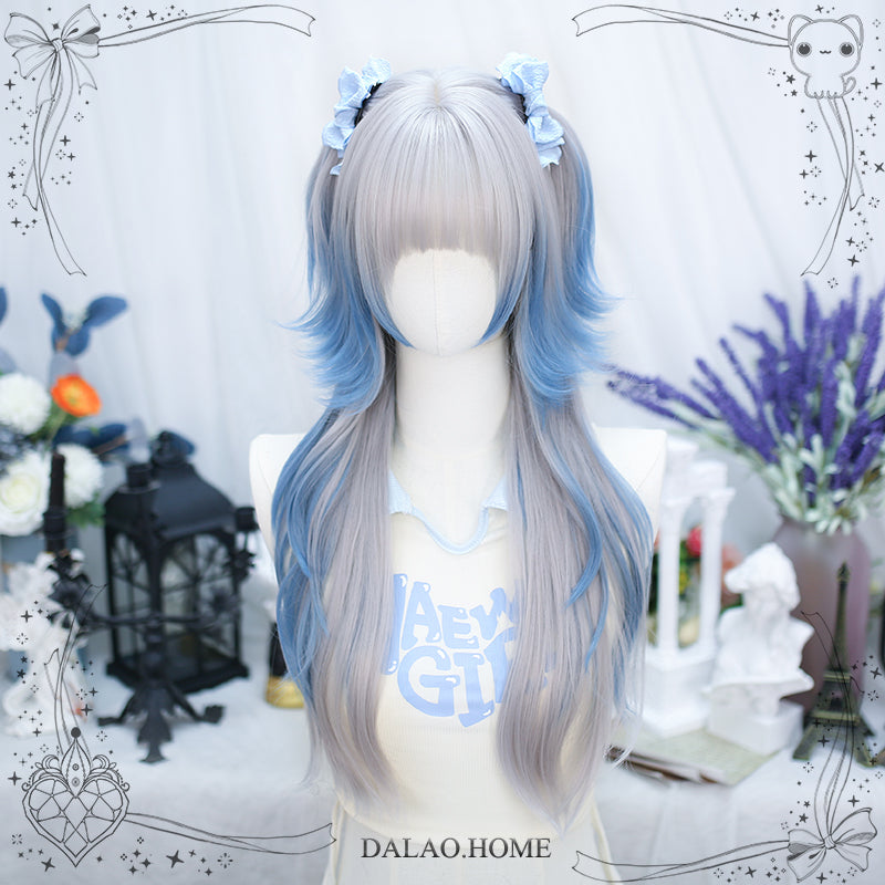 Dalao Home - Dalao - Natural Lolita Long Curly Gray Blue Wigs