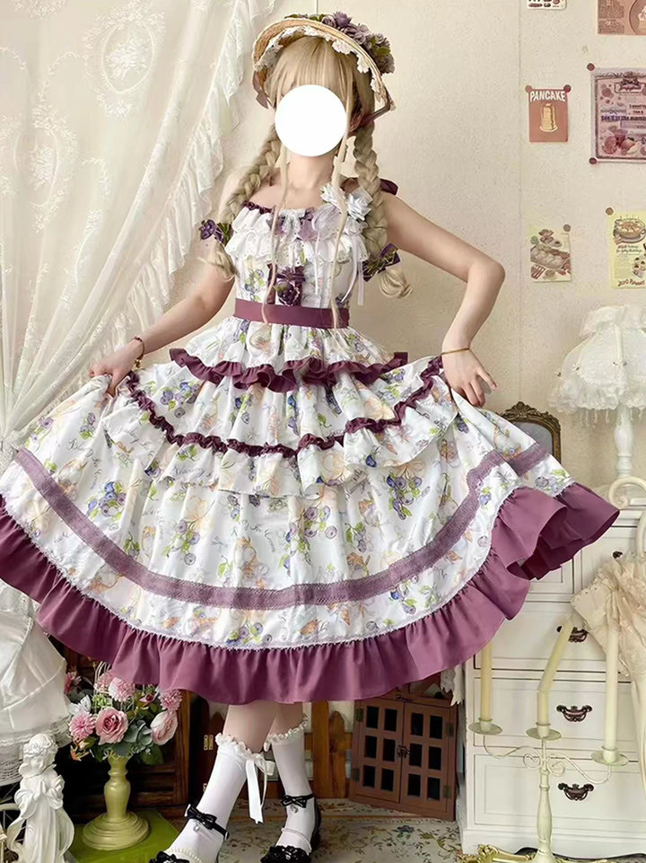 Yueele - Lavender Tea Garden - Plus-Size Lolita Outfit Set